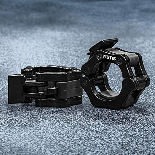 METIS Standard Locking Barbell Collars – Pair of 50 mm (2 in) Olympic Bar Clips – Quick-Release Nylon Weight Bar Clamps with Anti-Slip Rubber Insert for Secure, Safe Lifting