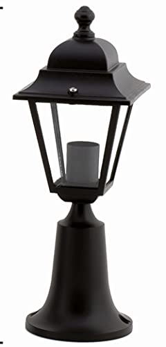 Licht-Erlebnisse Rustikale Wegeleuchte Schwarz 39cm IP44 E27 Aluminium Garten Terrasse Außenlampe SHELLINA