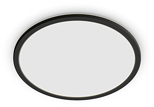 Philips Super Slim Deckenleuchte für das Badezimmer, dimmbar mit Fernbedienung, 18 W, 2700 K, warmweißes Licht, schwarz, IP44 wasserbeständig, blend- und flimmerfrei