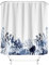M&W DAS DESIGN Duschvorhang blau weiß Blumen Pflanzen Textil Vorhang Malerei Antischimmel Effekt waschbar Blätter Blüten Stoff Shower Curtain Waschbar inkl. 12 C-Ringe Gewicht unten