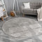 TT Home Wohnzimmer Teppich Hochflor Langflor Kunstfell Weich Modern Unifarben Flauschig, Farbe: Grau, Größe:80 cm Rund