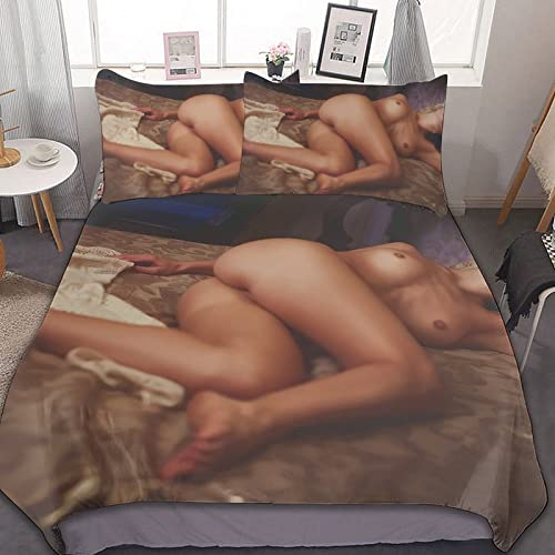 YZSQC Kinder Bettwäsche Set Sexy Schönheit Bettbezug Mit Reißverschluss Schließung,Weich Atmungsaktiv Microfaser,3D Bedrucktes Bettwäsche-Set(155 X 220 cm)