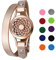 Flongo Aromatherapie Lederarmband Damen-Armband Armreif Aroma Locket Diffuser Duftstofflocket mit Farbigen Filz-Pads ätherisches Öl Diffusor für Frauen Rosegold