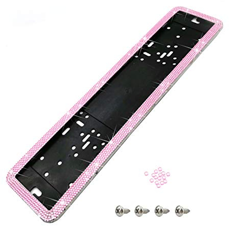Kennzeichenhalterung, Nummernschildhalterung Glitzer Auto, Nummernschildhalter 3D, Kennzeichenhalter Edelstahl, Auto Zubehör Tuning für Frauen Deko Bling Bling Bunt Kristall Metallic 1-PC Deutschland