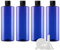 ZEOABSY 4 Pièces 500 ML Bleu Bouteille en Plastique avec Bouchon à Charnière Noir, Épaule Plate Vider Bouteille Ronde en PET de Voyage pour Cosmétiques Liquides