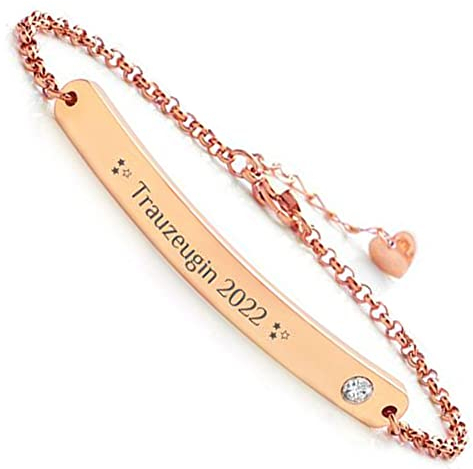 Himmelsflüsterer - Armband mir Gravur & Kristall | Personalisierte Geschenke für Frauen | Freundschaftsarmband | Personalisierter Schmuck | Armband Damen mit Namen | Edelstahl - Roségold