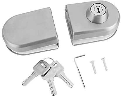 TOPINCN Glass Door Lock, Stainless Steel Double Glass Door Lock Glass Display Cabinet Jewelry Lock with Keys Fit 10mm -12mm Thickness Glass Shower Room Bathroom Hotel Apartment Glass Door
