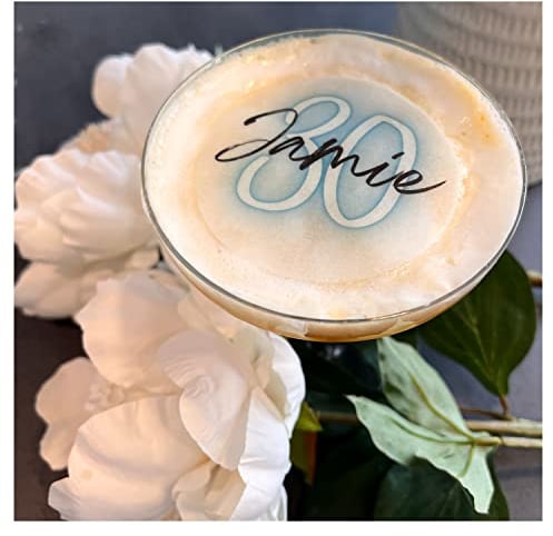 Personalised Birthday Edible Cocktail Drink Toppers x 1 Sheet (15 x 2 Inches, Birthday Glow)