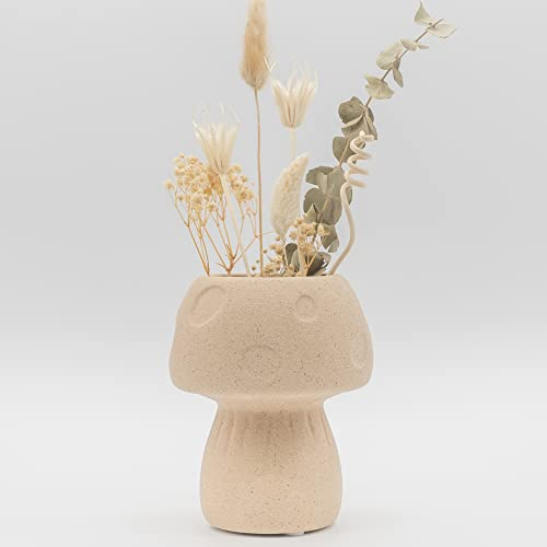 Vasen deko Pilze, strukturierte, sandige Oberfläche, handgefertigt, aus Keramik, Boho einzigartige Retro-Blumenvase für den Innenbereich, Pflanztopf für Sukkulente
