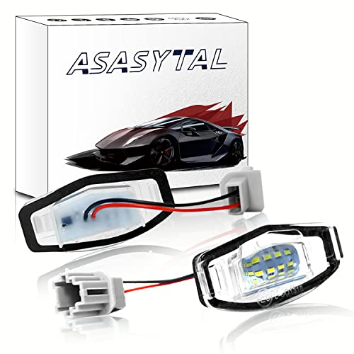 Asasytal Kennzeichenbeleuchtung, LED-Kennzeichenleuchten hinten 6000K Xenon-Weiß Kompatibel mit Honda 7/8/9th Gen Ci-vic Pi-lot Ody-ssey Acu-ra MDX RL TL TS RDX ILX, 2 Stücke