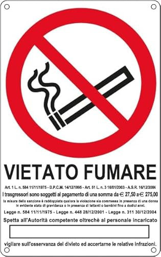 Cartello Vietato fumare” in alluminio made in Italy