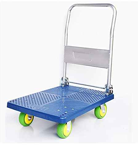 Platform Truck Push Cart Plattformwagen Große Faltschiebenwagen mit Metallgriff und 4 Rädern for Home Buchhandel Moving Trolley 660LBs Gewichtskapazität Dolly Cart/Hand Truck (Size : 6inchwheels-gree