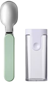 Mepal - Cuillère Pliante Ellipse - Cuillère Réutilisable à Emporter - Cuillère Pliable pour Pot de Yaourt - Couverts de Voyage - Etui de Rangement Inclus - Acier Inoxydable - Nordic sage