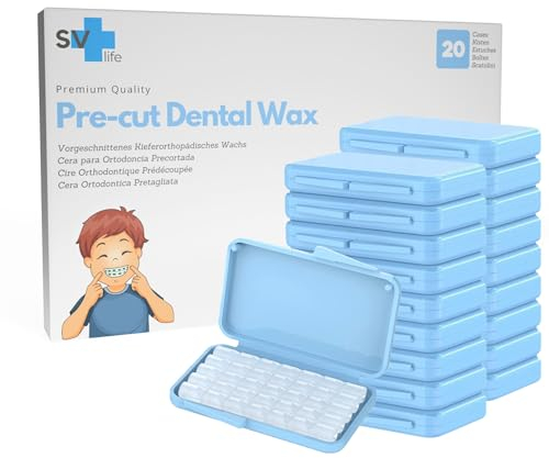Cera de Ortodoncia Precortada, Cera Dental para Brackets (20 estuches, sin Sabor)