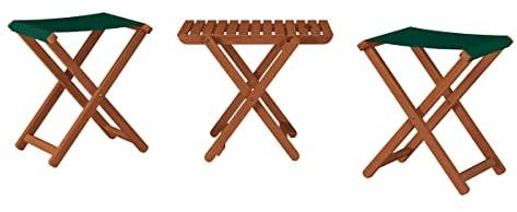 Erst-Holz Klappbarer Gartenhocker X-Stuhl dunkel mit grünem Stoff V-10-216-04