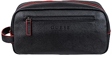 GUESS Kit de Voyage zippé pour Homme avec Color Pop, Noir et Rouge, Taille Unique, détails Noirs, Taille Unique, Détails Noirs et Rouges, Taille Unique, Kit de Voyage avec Fermeture éclair sur Le