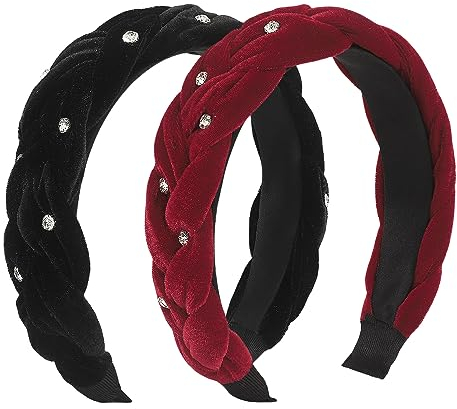 scicent Haarband Damen 2 Stück Haarreif Kristall Strass Stirnband für Frauen Wide Bling Glitter Stirnband Breite Haarbänder 15708