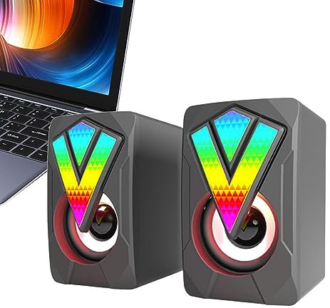 Yatlouba RGB Computer Speakers - Desktop Speaker For Game Monitor,Wired USB Speaker For Notebook Computer Music And Desk