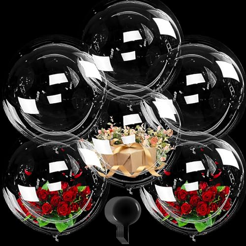 6 Stück Bobo Klar Ballons, 90cm Jumbo Transparente Blasen, Wiederverwendbare Bubble Ballons für Geburtstag, Hochzeit, Jahrestag, Halloween Party Dekoration (36 Zoll)