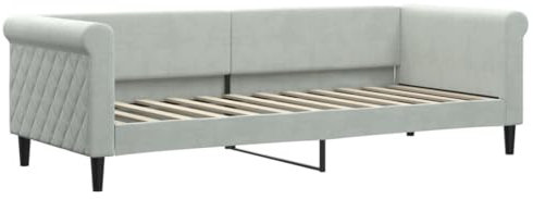 vidaXL Tagesbett, Gästebett 2-in-1, Sofabett Schlafsofa für Schlafzimmer Wohnzimmer, Bettsofa Sofa, Modernes Design, Hellgrau 80x200cm Samt