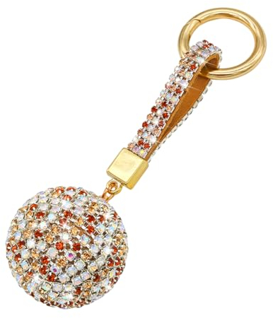 JNNJ Porte Clés De Voiture En Cristal, Porte-Clés Avec Boule Cristal, Bling Porte Clés Mode Pour Sacs à Main Clés Voiture, Accessoires En Cristal Pour Voitures Décorations De Clés(Jaune)