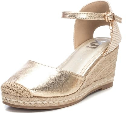 XTI 142334, Sandalias con cuña Tipo Alpargatas Mujer, Oro, 38 EU