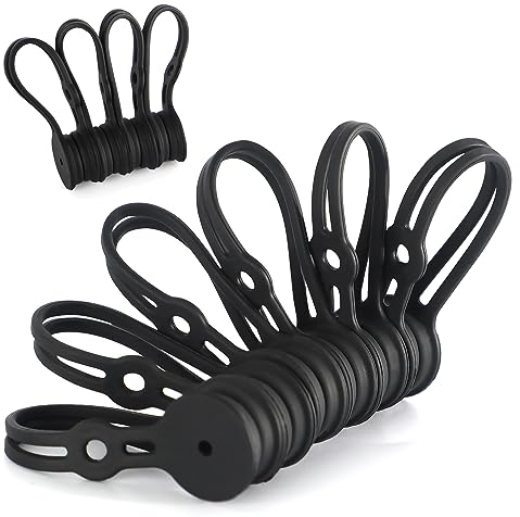 Maveek Magnetic Cable Ties, 10 Pieces Black Silicone Reusable Cable Straps Magnetic Wire Tie Cord Organiser Clips for Organizing Wires, Earphone, USB Cables, Charger