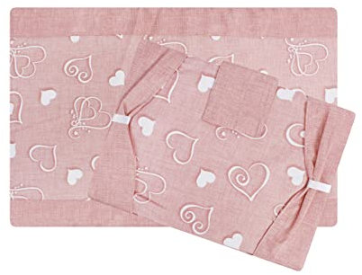 Set Coprifuochi + Copriforno Imbottito Fantasia Cuori Arredo Cucina (Rosa)