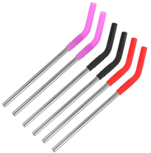MILISTEN 6 Piezas De Acero Inoxidable Pajitas Gigantes Vasos De Pajitas Para Bebidas Pajitas De Metal Reutilizables Pajitas Flexibles Gel De Sílice Estuche De Silicona 16c Boda