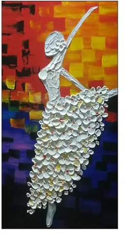 XIUWOUG Bild auf Leinwand Ballett Tänzerin - Abstrakt Messer-Malerei Kunst Bilder - 100% handgemaltes Wandbilder Wohnzimmer Schlafzimmer,50x100cm(With frame)