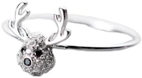 GeRRiT S925 Silber Ring mit Frischen Diamant Elch Ring Nette Tier Hirsch Ring, a, sechs
