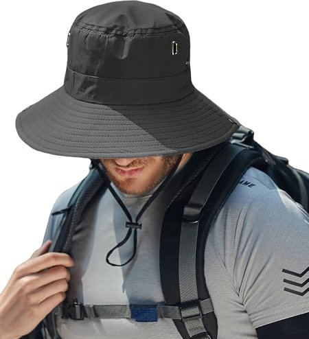 AIEOE Gorro Pescador Hombre Sombrero para el Sol Hombre de Pescador Sombrero Rápido Seco Plegable para Senderismo Gris A