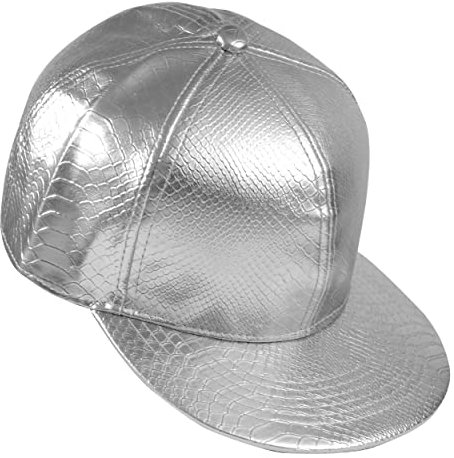 Eigso Metallic Leder Baseballkappe für Männer Frauen Flache Krempe Snapback Baseballmütze einstellbar