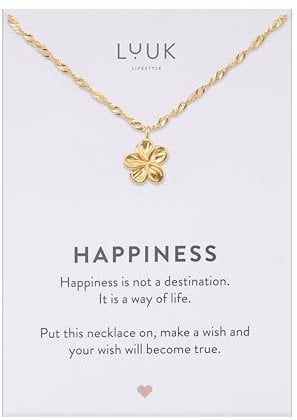 LUUK LIFESTYLE Filigrane Halskette mit Blumen Anhänger, Geschenk für Freundin, Schmuck für Frauen, wasserfeste Kette aus Edelstahl, gold