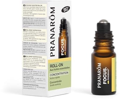 PRANAROM - Aromaboost Focus Bio - Roll-on Olfativo - Memoria y Concentración - Acción Inmediata - Aceite Esencial Bio de Menta Piperita - 5ml