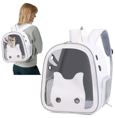 PETCUTE Haustier Rucksack Raumkapsel,Faltbarer Katzerucksack Hundetragerucksack mit Vornes Transparentes Fenster,Innerer Sicherheitsleine,Atmungsaktive Rucksack für Kleine Katzen und Hunde,für Reisen