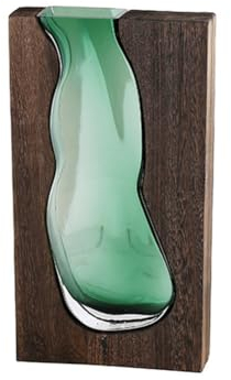Closer Jarrón de cristal de madera para casa, con flores elevadas al agua, para sala de estar, mesa de comedor, arreglo de flores secas, adorno B, fácil de instalar, fácil de usar