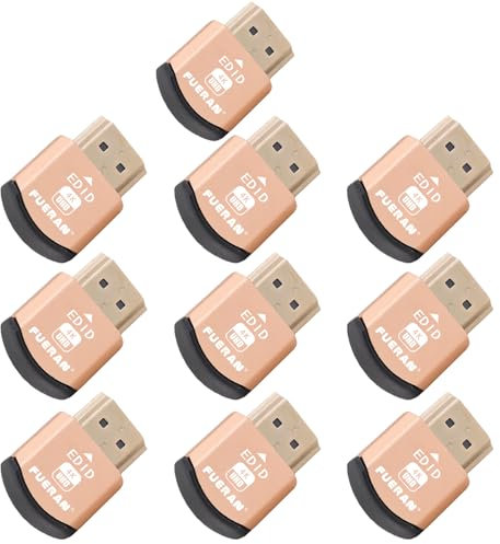 FUERAN 2K 4K 8K HDMI Dummy Plug-Virtual Monitor Display Emulator Headless Adapter 3840x2160@60Hz 1080@120HDR DVI EDID Emulator (4K-10P(1080@120hz-3840x2160@60hz))