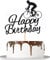 1Pcs Black Glitter Bicycle Happy Birthday Cake Topper Bike Cake Decorations for Kids Boy Girl Sport Themed Birthday Party Supplies