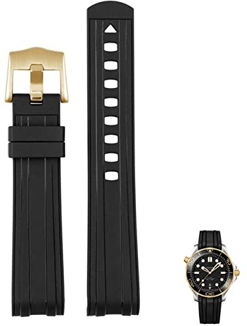 RWCHCWRH Für Omega 300 Universum 007 Curved End Fluorous Rubber Silikonarmband 20mm 22mm Uhr Soft Strap Herren Ersatz
