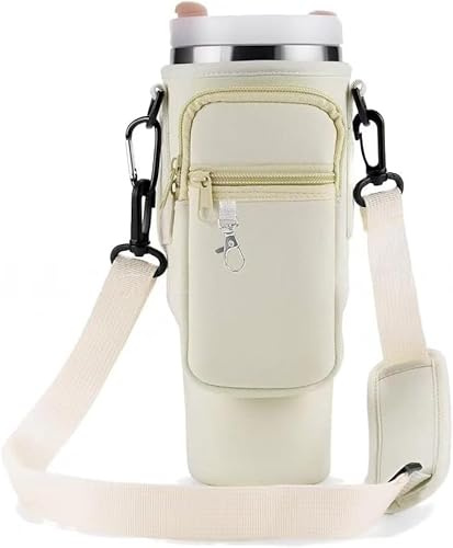 NIEEKRUN Wasserflaschenhalter Tragetasche - Passend für Stanley Cup 40oz (inklusive Strohdeckel und Boden), mit Handytasche, Tragegriff, verstellbarem Schultergurt, Karabiner und Strohhülle