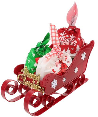 PRETYZOOM 1 Satz Schlittendekoration Weihnachtsdekorationen Feiertags-deko-Schlitten Weihnachtsschlittenverzierung Weihnachtliche Wohnkultur Schlittenverzierung Aus Metall Plastik Rot