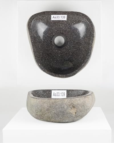 wohnfreuden Naturstein Waschbecken 30 cm oval in grau - Mit Unikat Auswahl