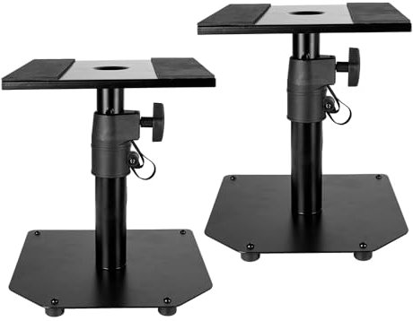 Funien Speaker Stands Desktop Monitoring Speaker Rack Professional Lifting Stand Home Recording Studio Surround Sound 1 Pairs Bottom Anti-slip Metal Bracket for 4-8 inch Speakers