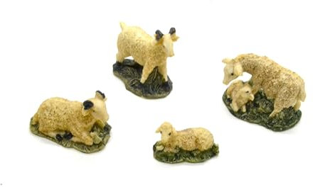 4 x ovejas carneros y corderos. figuritas de navidad 6cm. conjunto de escena de natividad, figuras .animales, nacimiento de jesús. 3 reyes. oficios belén, dios. accesorios para modelos a escala