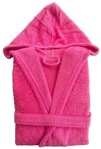 BOSKIMO - Albornoz Unisex - Albornoz de Ducha para Hombre o Mujer - 100% Algodón - Rizo - Disponible con Capucha (FR/ES, Letras, M, Regular, Regular, Fucsia, Con Capucha)