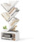 Xbro Libreria a 5 livelli, a forma di albero con cassetto, per CD, DVD, in legno, per soggiorno, camera da letto, ufficio, casa, 39 x 19,5 x 89,5 cm, bianco