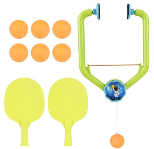 ODIWEN Tischtennis Trainer Kinder Set, Tür PingPong Spiel, Verstellbares Tischtennis Trainer für Türrahmen, Hängendes PingPong Set mit 2 Schläger und 6 Bälle, Tür Ping Pong