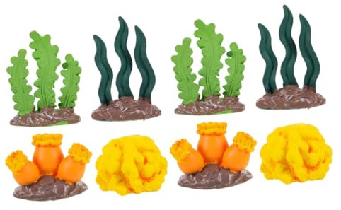BESPORTBLE 2sets Artificial Coral Plants Lid Small Fountain Pump Aquarium Gravel Aquarium Decor Fish Tank Aquarium Scraper Fake Coral Plants Aquarium Water Changer Faux Coral Decoration 4pcs*2