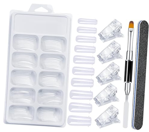 Kreatives Nagelkunst Set Für Oder Salon Verwendung Mit Gelbinsel Und Verschiedenen Nägeln Formen Nägel Tipps Clip Nails Accesories